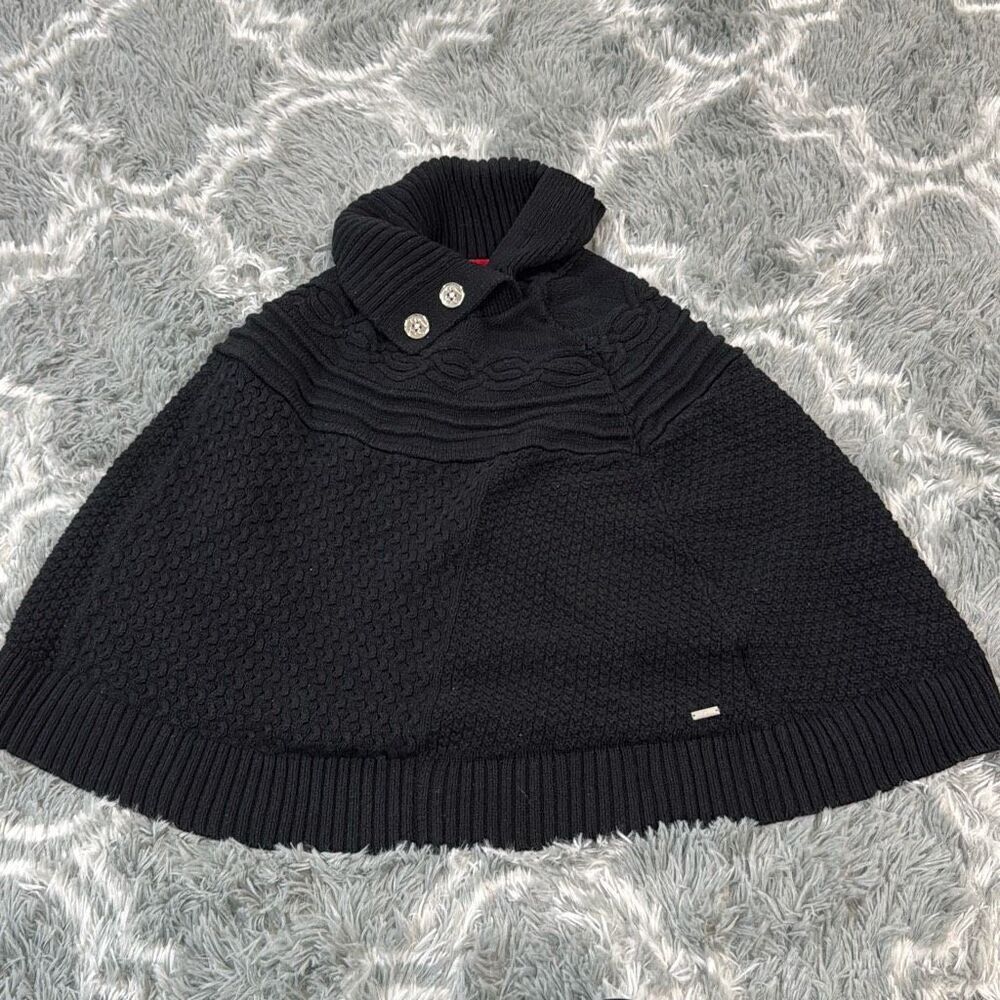 Tommy Hilfiger black knitted cotton cape‎ poncho size Xs